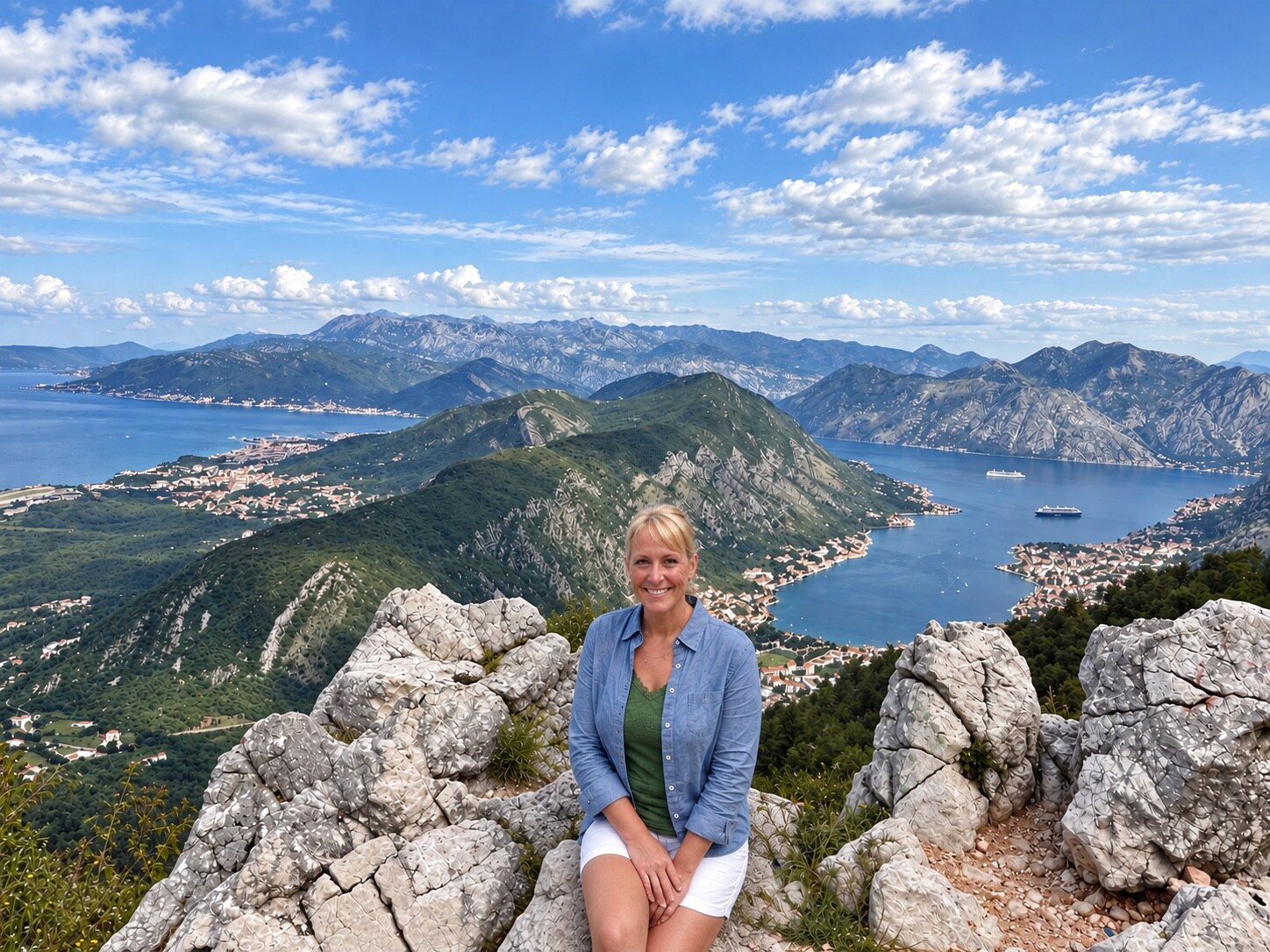 Megan overlooking the Bay of Kotor from the mountains