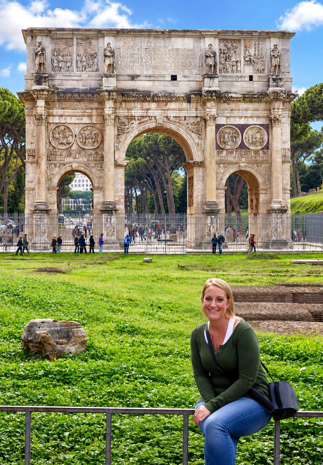 Megan in front of the Arch of Constantine in Rome